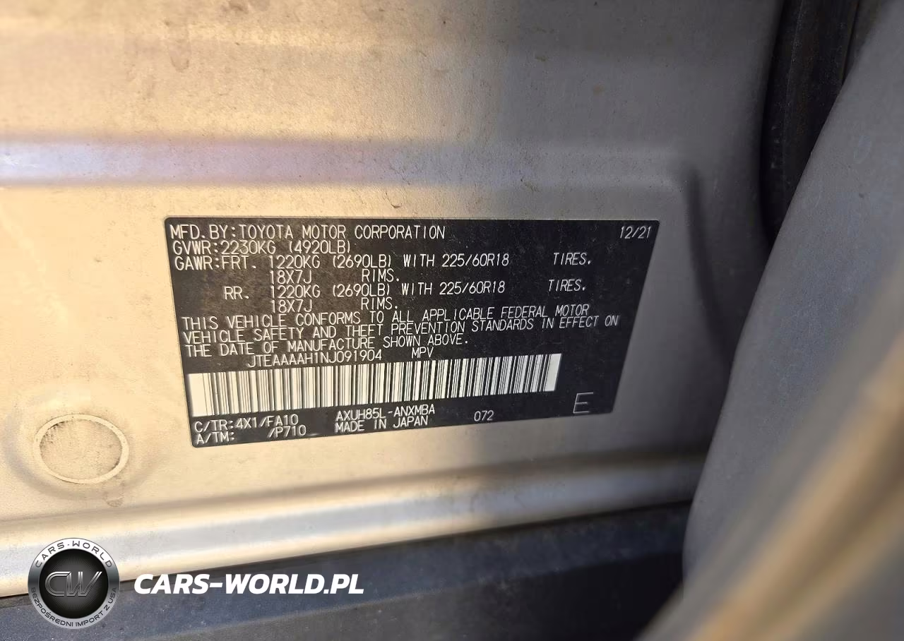2022 Toyota Venza Le VIN:JTEAAAAH1NJ091904 - 12