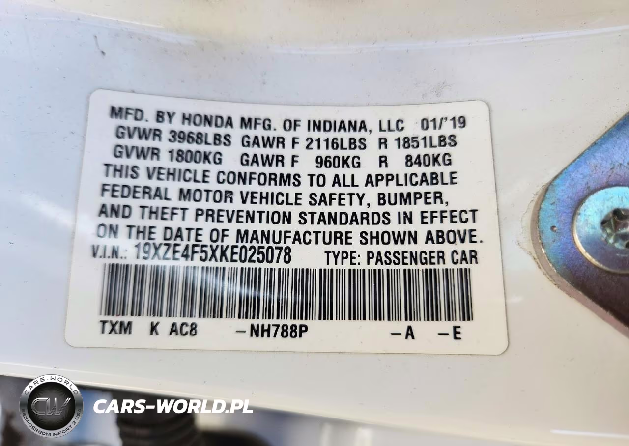 2019 Honda Insight Ex VIN:19XZE4F5XKE025078 - 12