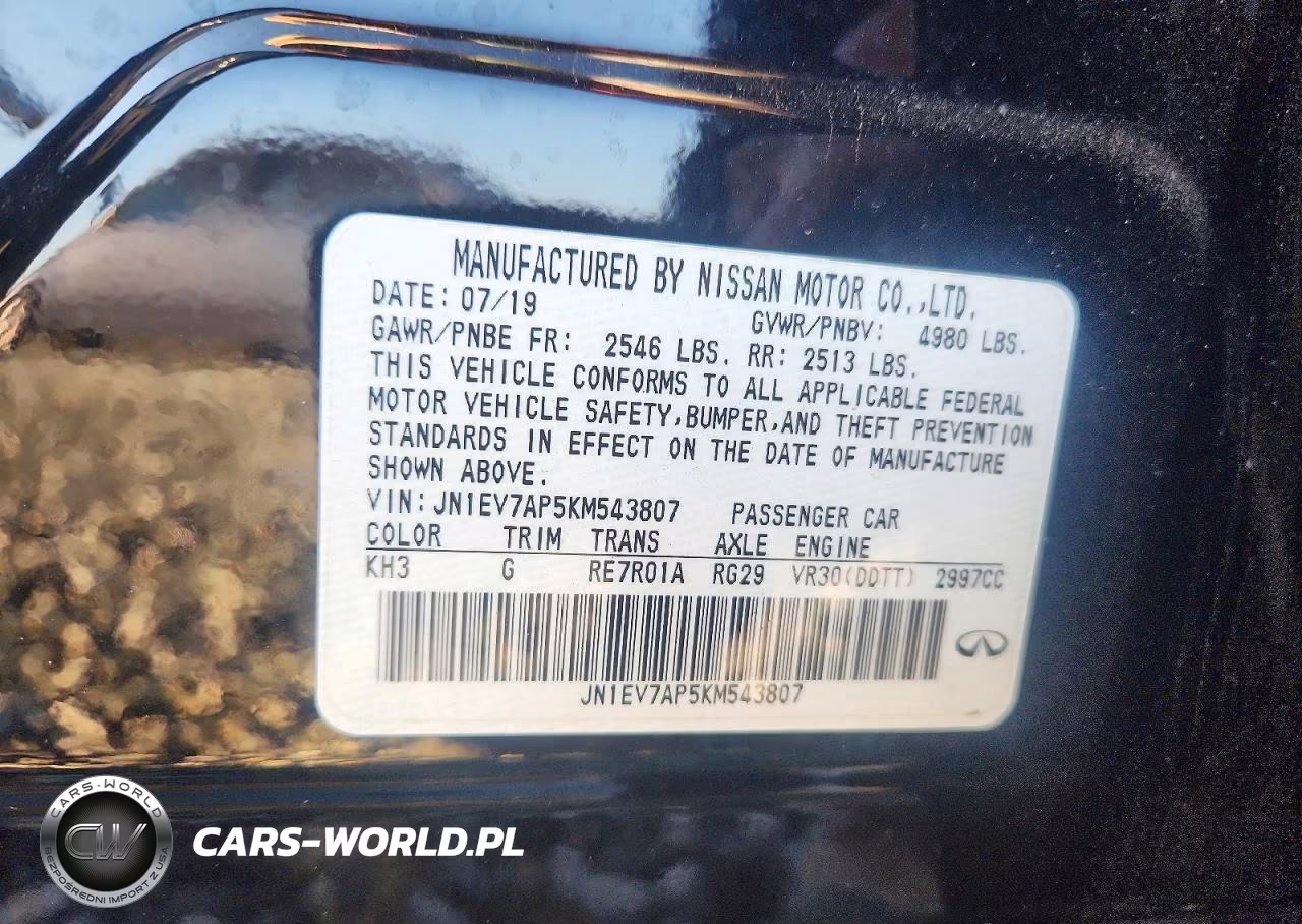 2019 Infiniti Q50 3.0T Sport VIN:JN1EV7AP5KM543807 - 12