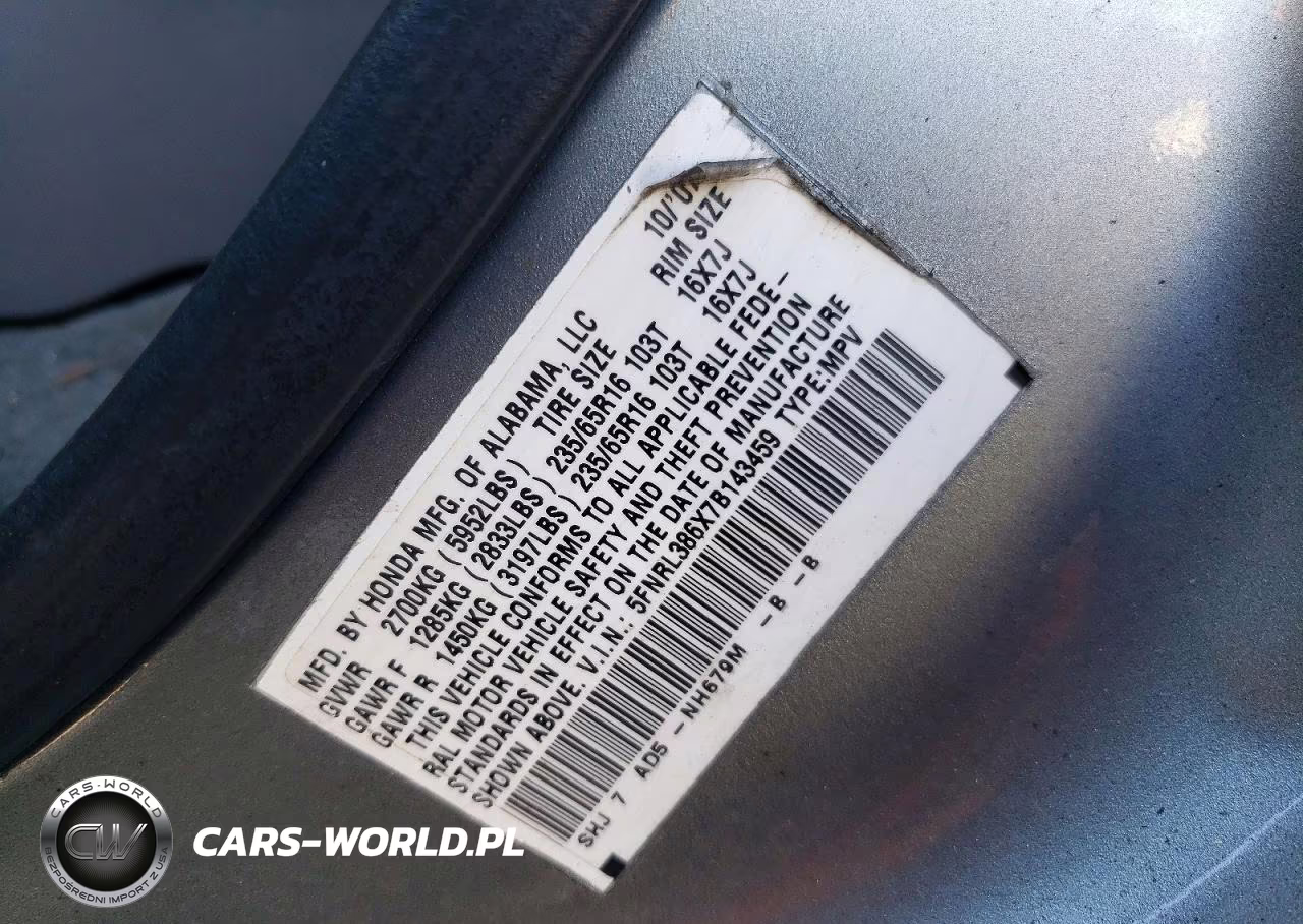 2007 Honda Odyssey Exl VIN:5FNRL386X7B143459 - 13