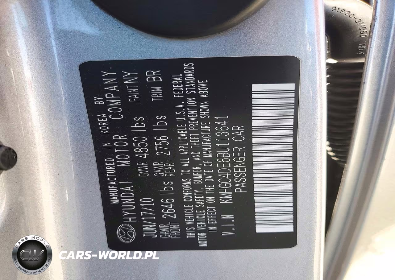 2011 Hyundai Genesis 3.8L VIN:KMHGC4DE6BU113641 - 12