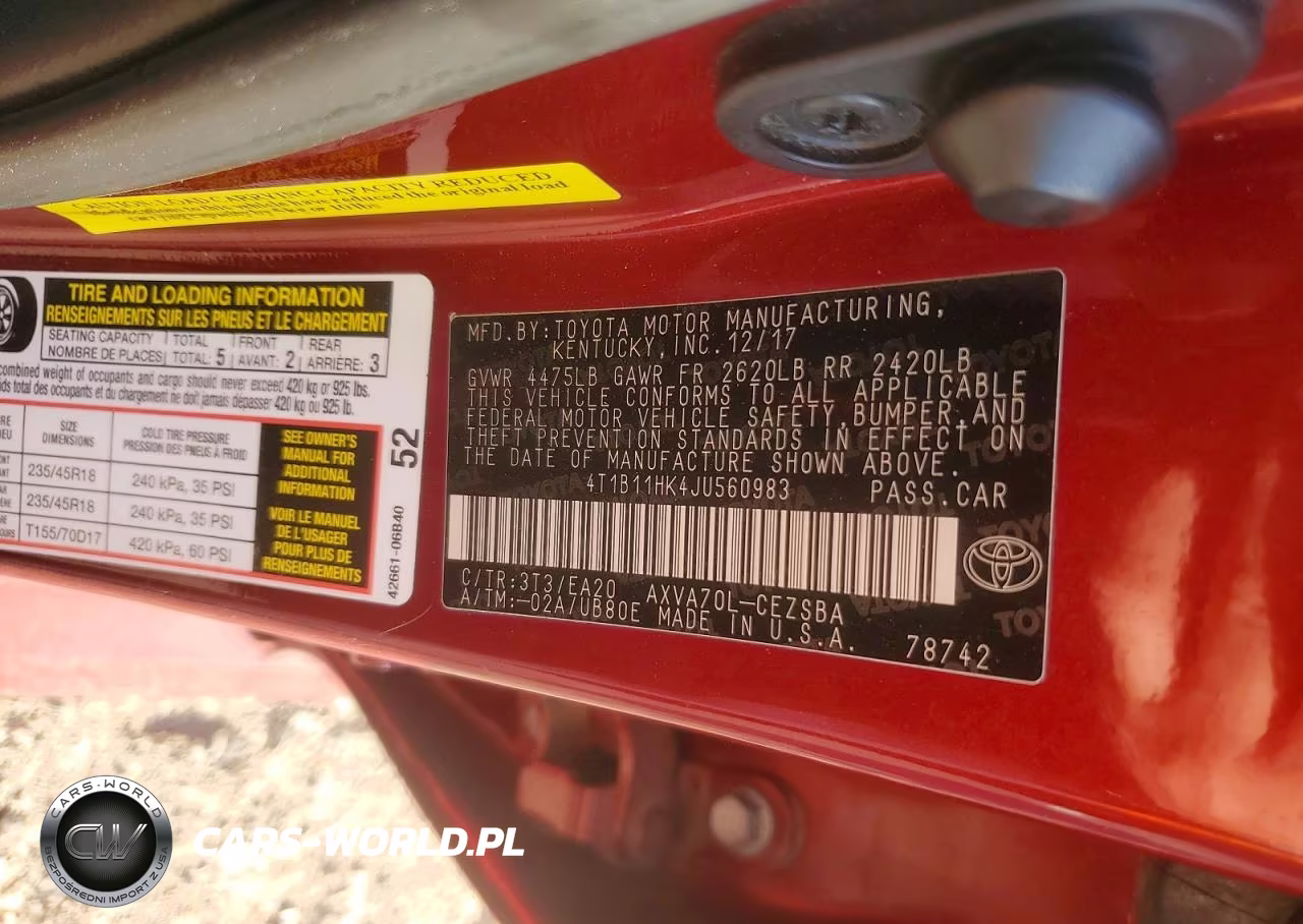 2018 Toyota Camry Se VIN:4T1B11HK4JU560983 - 12