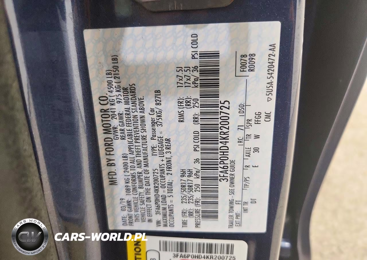 2019 Ford Fusion Se VIN:3FA6P0HD4KR200725 - 12
