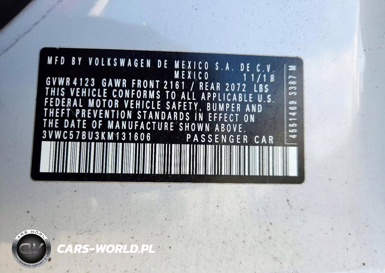 2019 Volkswagen Jetta S VIN:3VWC57BU3KM131606 - 12
