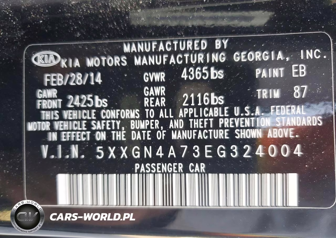 2014 Kia Optima Ex VIN:5XXGN4A73EG324004 - 12