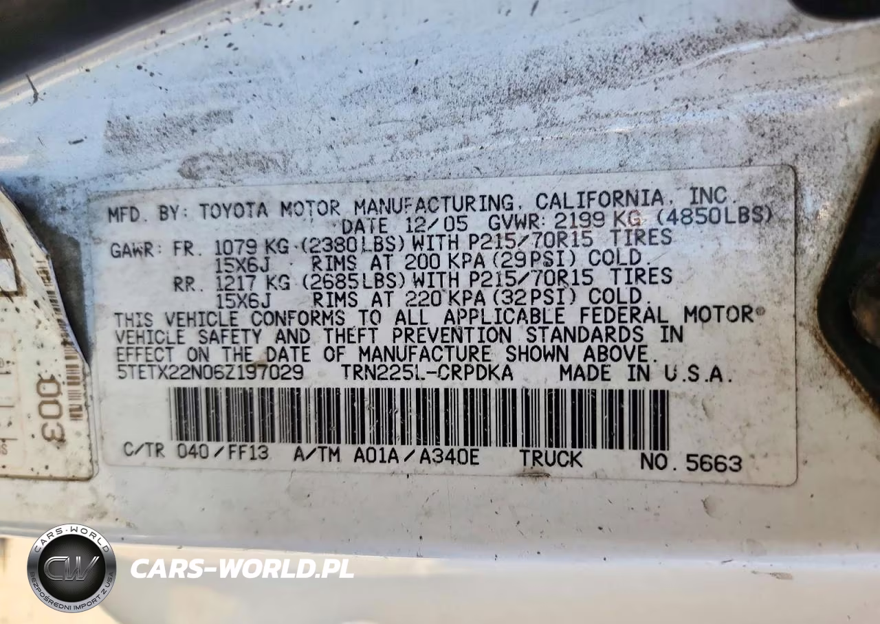 2006 Toyota Tacoma Base VIN:5TETX22N06Z197029 - 12