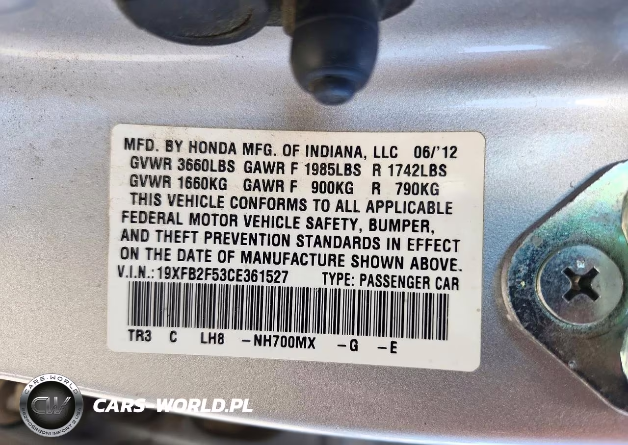 2012 Honda Civic Lx VIN:19XFB2F53CE361527 - 12
