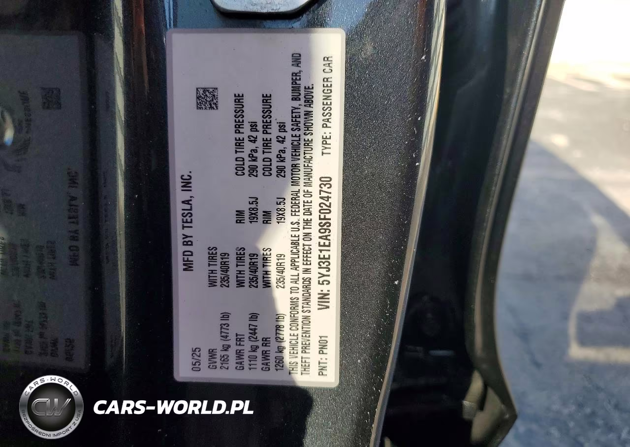 2025 Tesla Model 3 VIN:5YJ3E1EA9SF024730 - 13