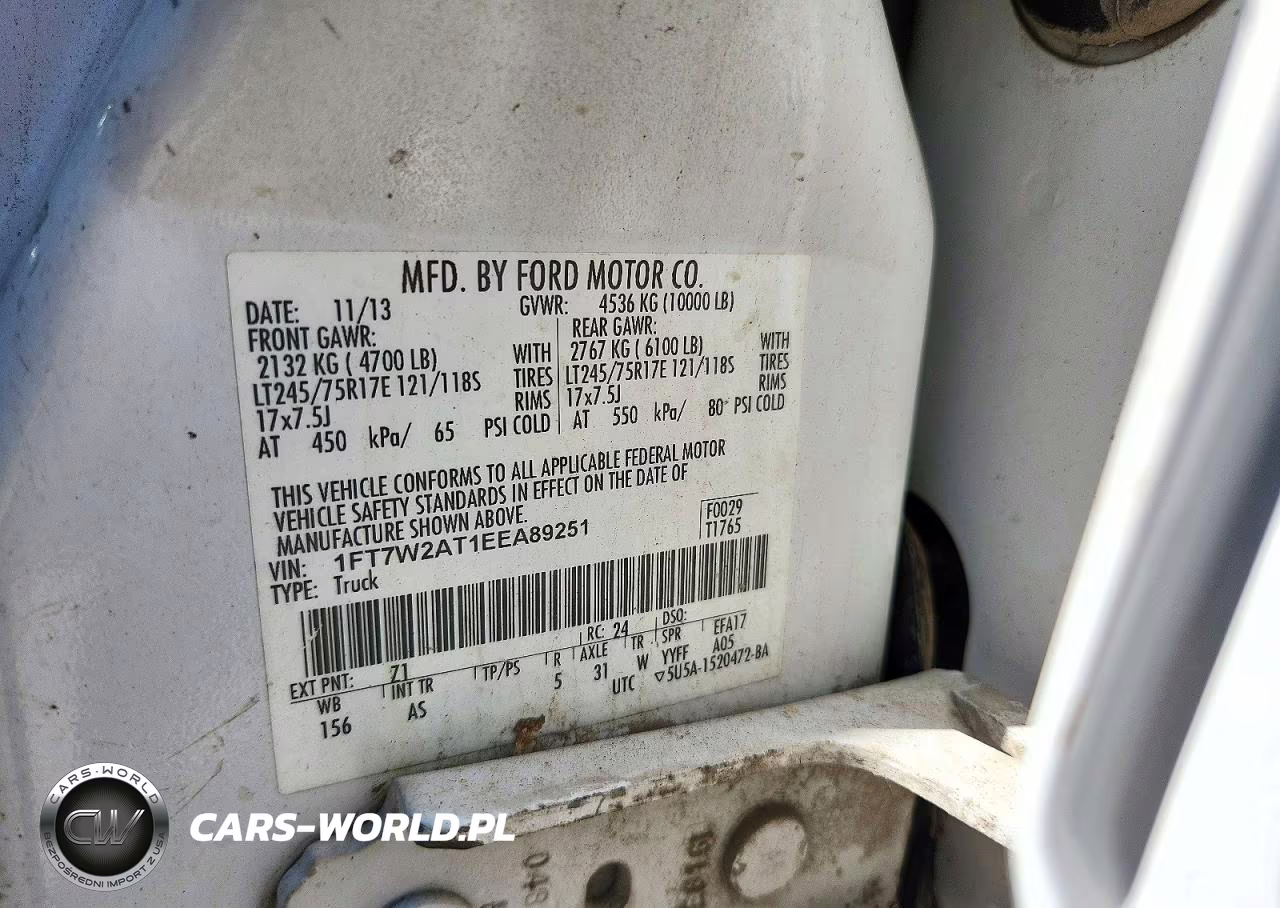2014 Ford F250 Super Duty VIN:1FT7W2AT1EEA89251 - 12