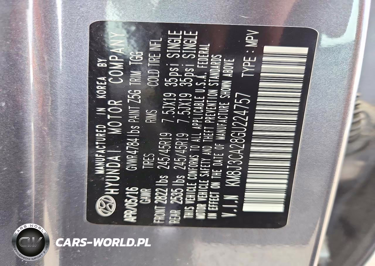 2016 Hyundai Tucson Sport VIN:KM8J3CA28GU224757 - 12