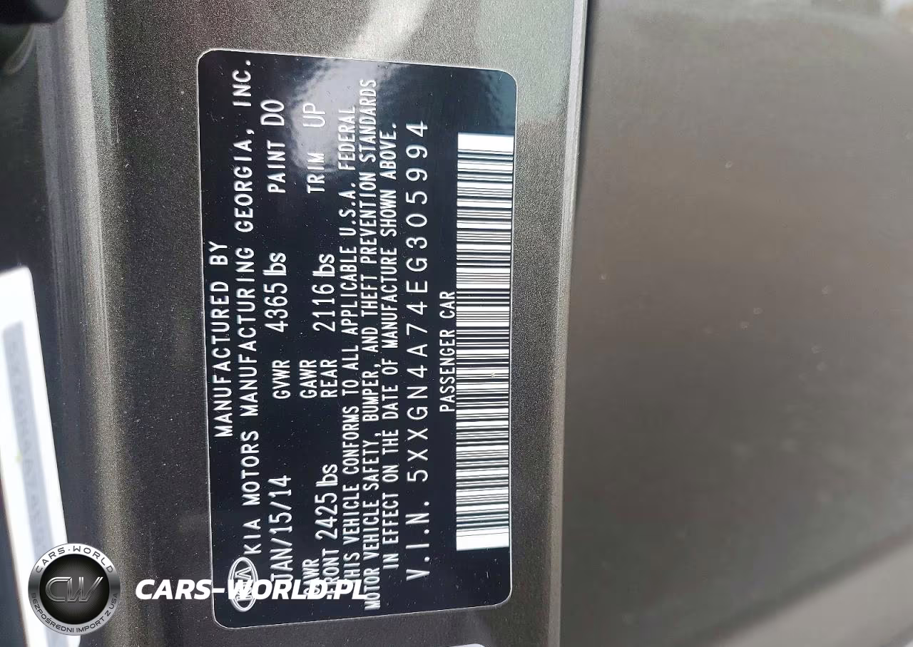 2014 Kia Optima Ex VIN:5XXGN4A74EG305994 - 12