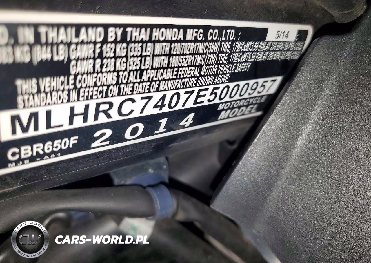 2014 Honda Cbr650 F VIN:MLHRC7407E5000957 - 9