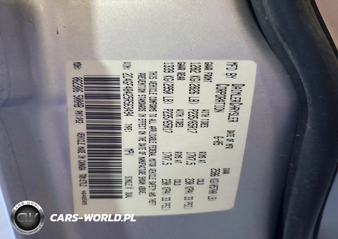 2005 Chrysler Pacifica VIN:2C4GF48425R563494 - 13