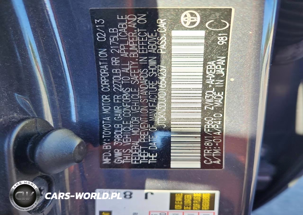 2013 Toyota Prius Two VIN:JTDKN3DUXD1654237 - 12