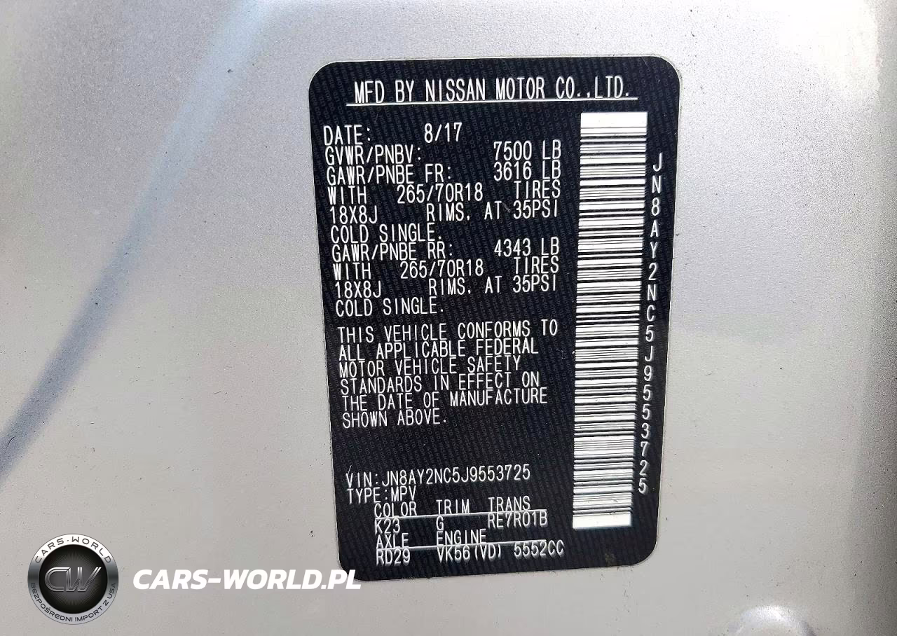 2018 Nissan Armada Sv VIN:JN8AY2NC5J9553725 - 13