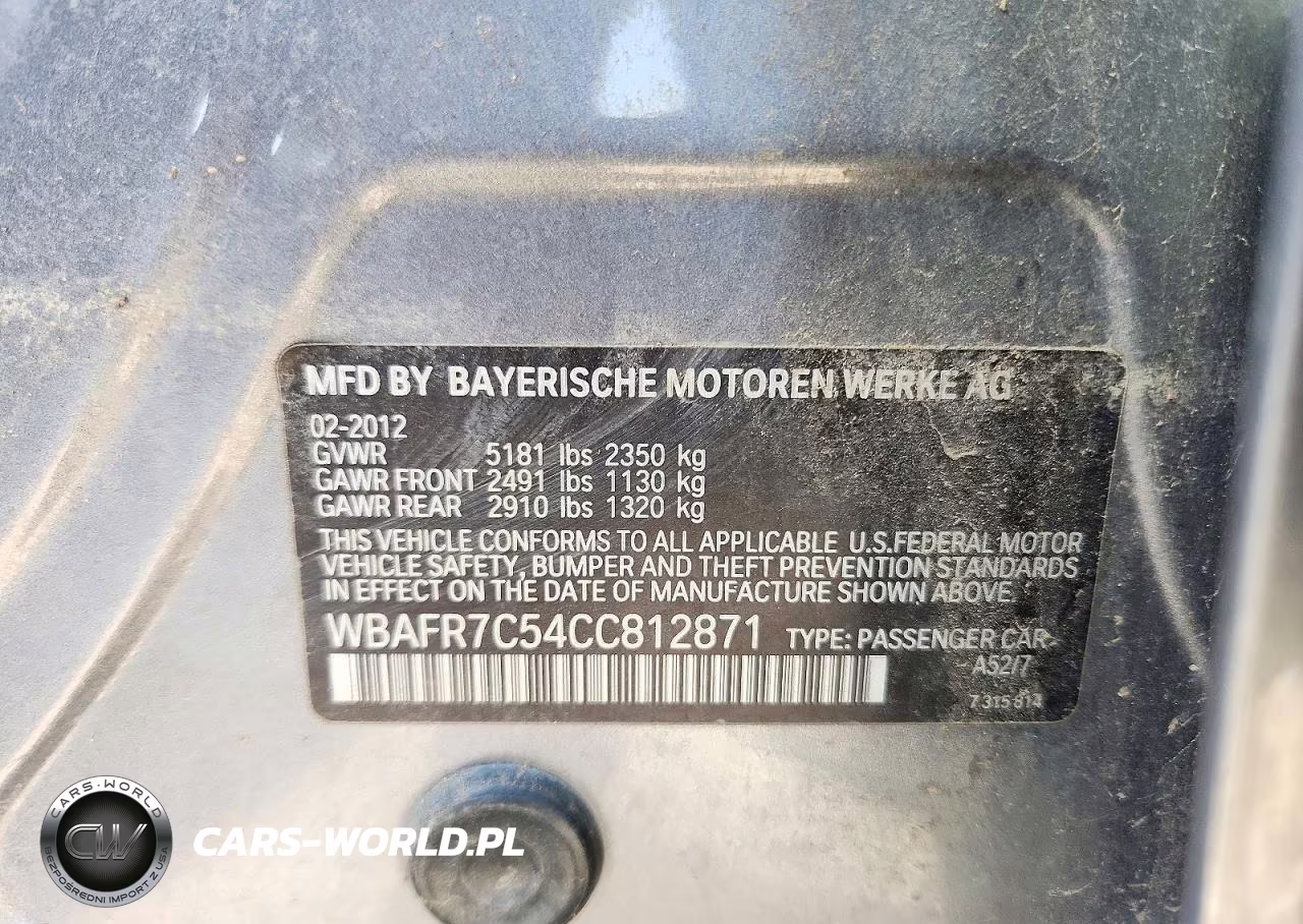 2012 BMW 535 I VIN:WBAFR7C54CC812871 - 12