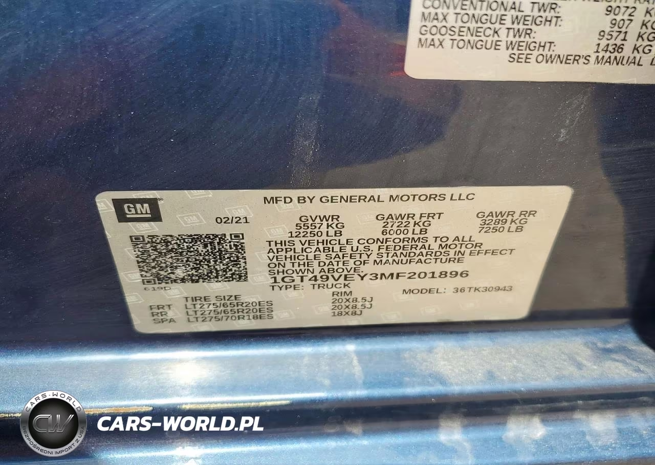 2021 GMC Sierra K3500 At4 VIN:1GT49VEY3MF201896 - 12