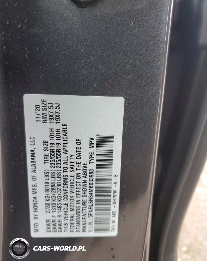 2021 Honda Odyssey Touring VIN:5FNRL6H84MB033988 - 13