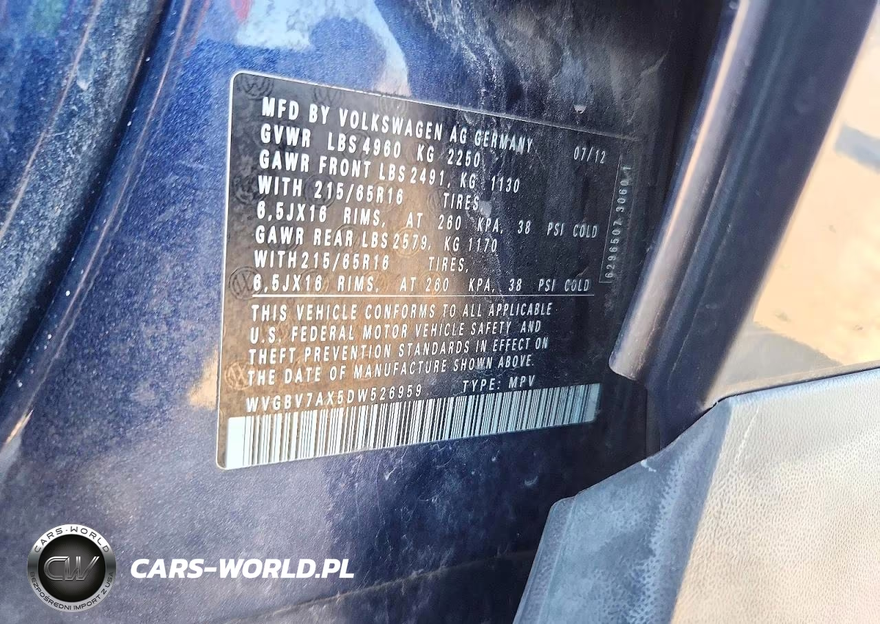 2013 Volkswagen Tiguan S VIN:WVGBV7AX5DW526959 - 13