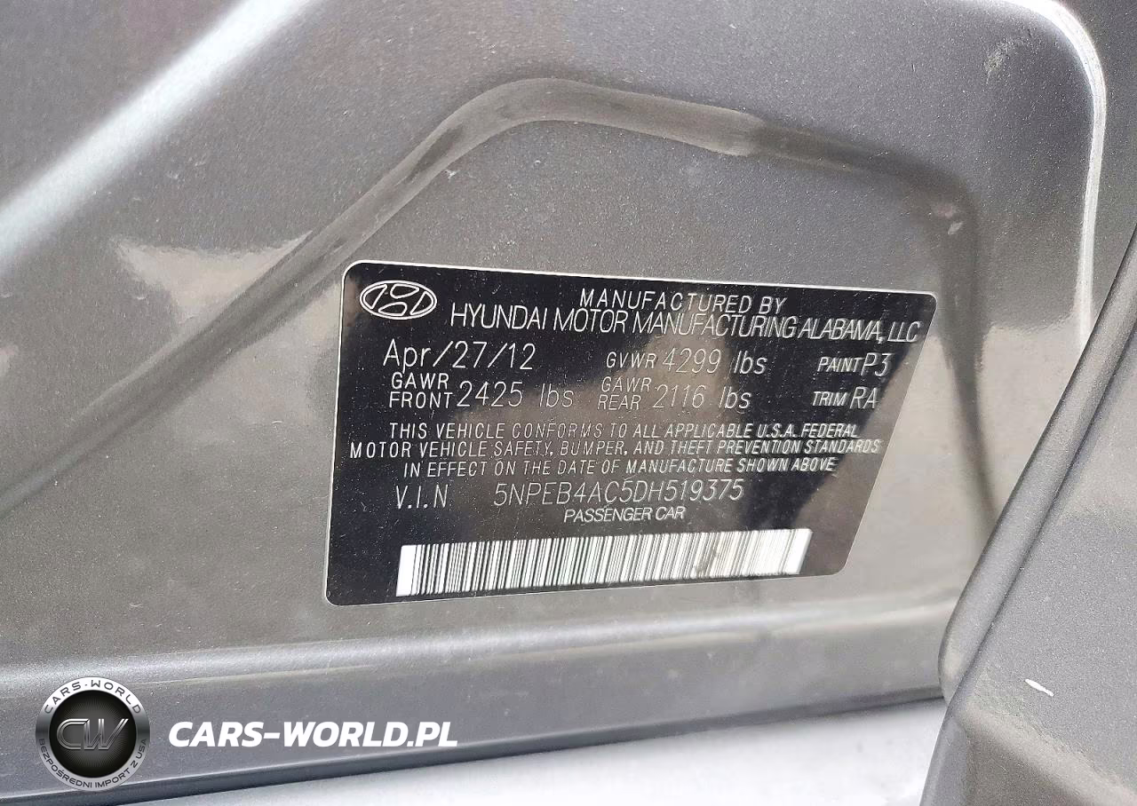 2013 Hyundai Sonata Gls VIN:5NPEB4AC5DH519375 - 12