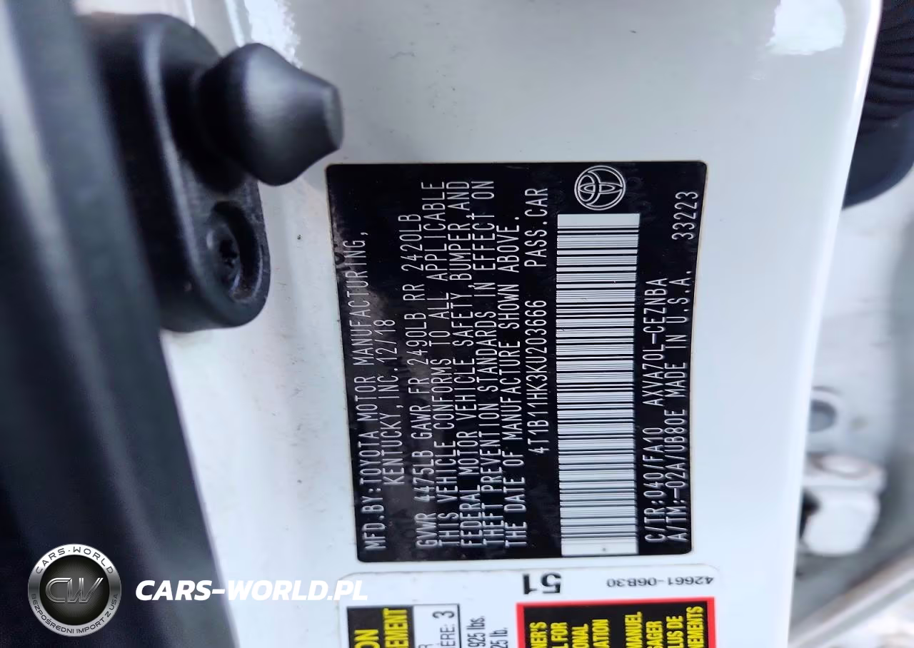 2019 Toyota Camry Le VIN:4T1B11HK3KU203666 - 12