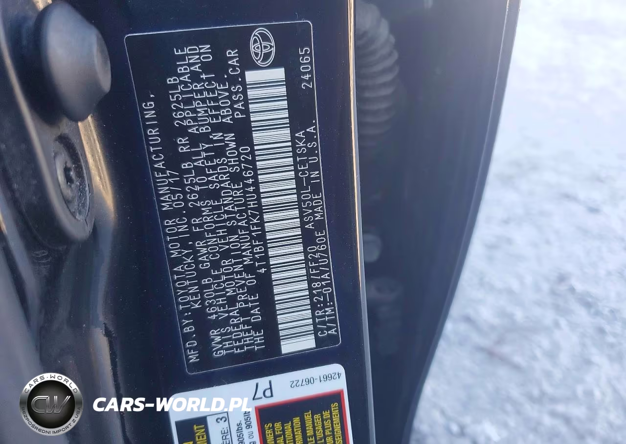 2017 Toyota Camry Se VIN:4T1BF1FK7HU446720 - 12