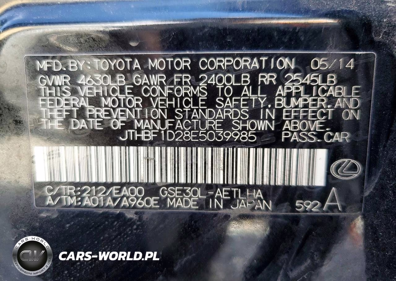 2014 Lexus Is 250 VIN:JTHBF1D28E5039985 - 13
