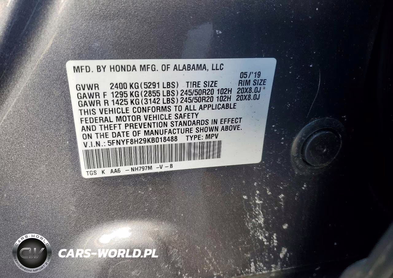2019 Honda Passport Sport VIN:5FNYF8H29KB018488 - 13