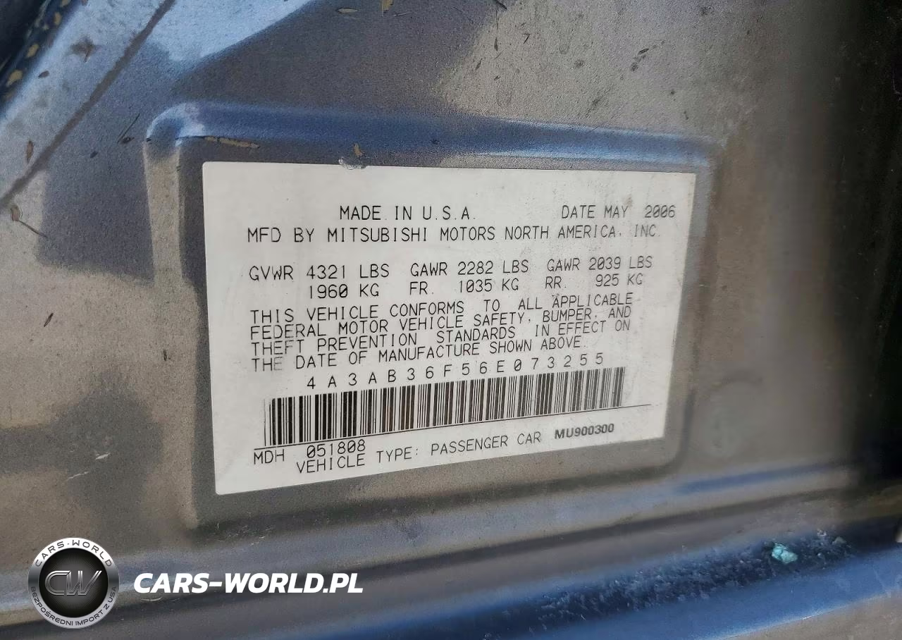 2006 Mitsubishi Galant Es Medium VIN:4A3AB36F56E073255 - 12