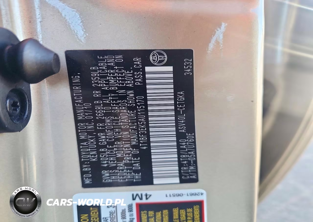 2010 Toyota Camry Xle VIN:4T1BF3EK5AU115170 - 12