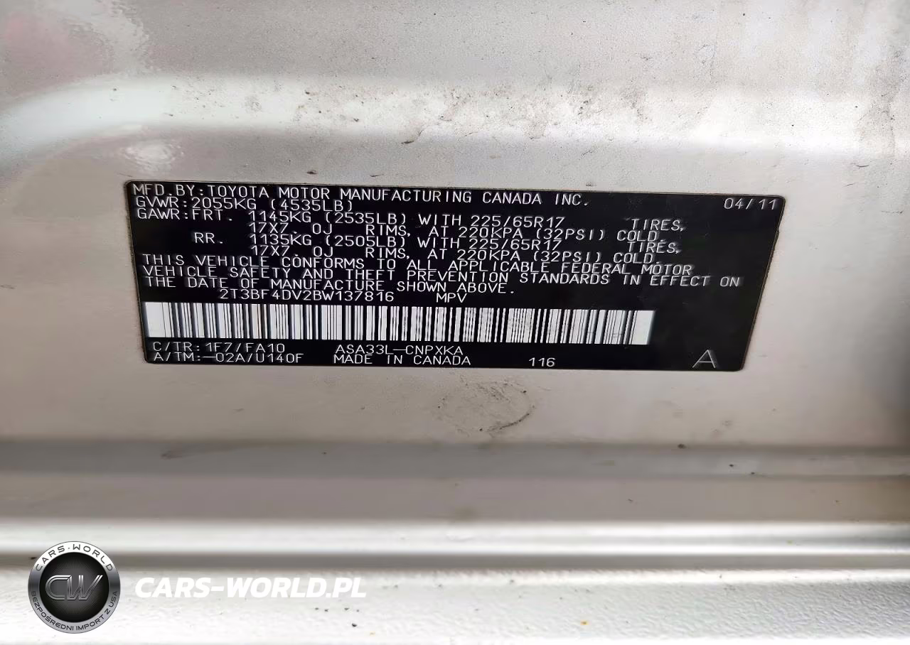 2011 Toyota Rav4 Base VIN:2T3BF4DV2BW137816 - 12