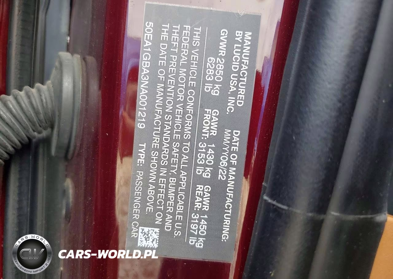 2022 Lucid Motors Air Grand Touring VIN:50EA1GBA3NA001219 - 13