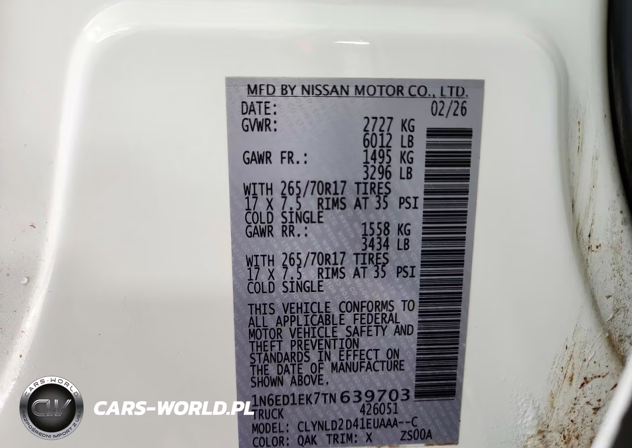 2026 Nissan Frontier Pro-4X VIN:1N6ED1EK7TN639703 - 12