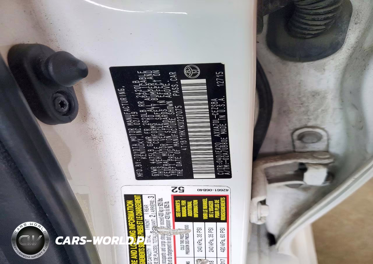 2019 Toyota Camry Se VIN:4T1B11HK1KU227075 - 12