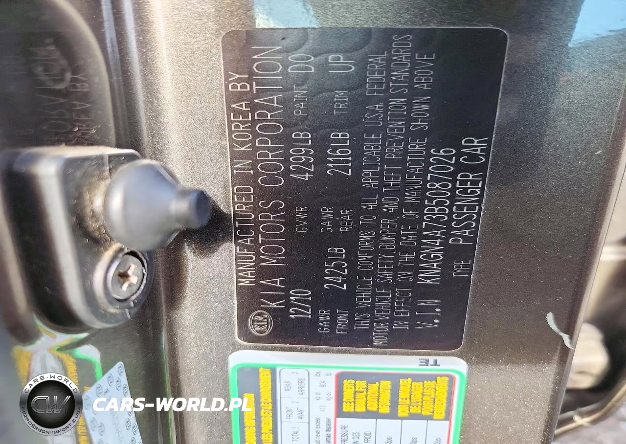 2011 Kia Optima Ex VIN:KNAGN4A73B5087026 - 12