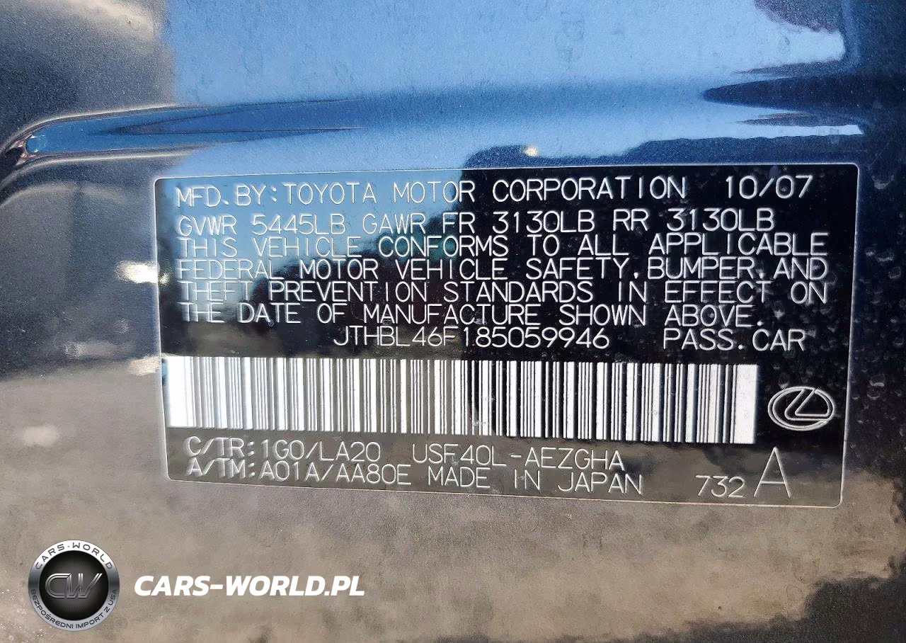 2008 Lexus Ls 460 VIN:JTHBL46F185059946 - 12