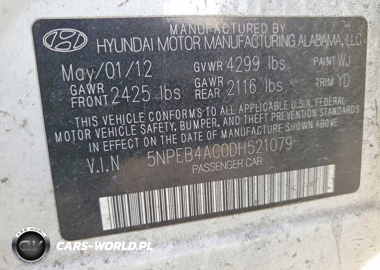 2013 Hyundai Sonata Gls VIN:5NPEB4AC0DH521079 - 13
