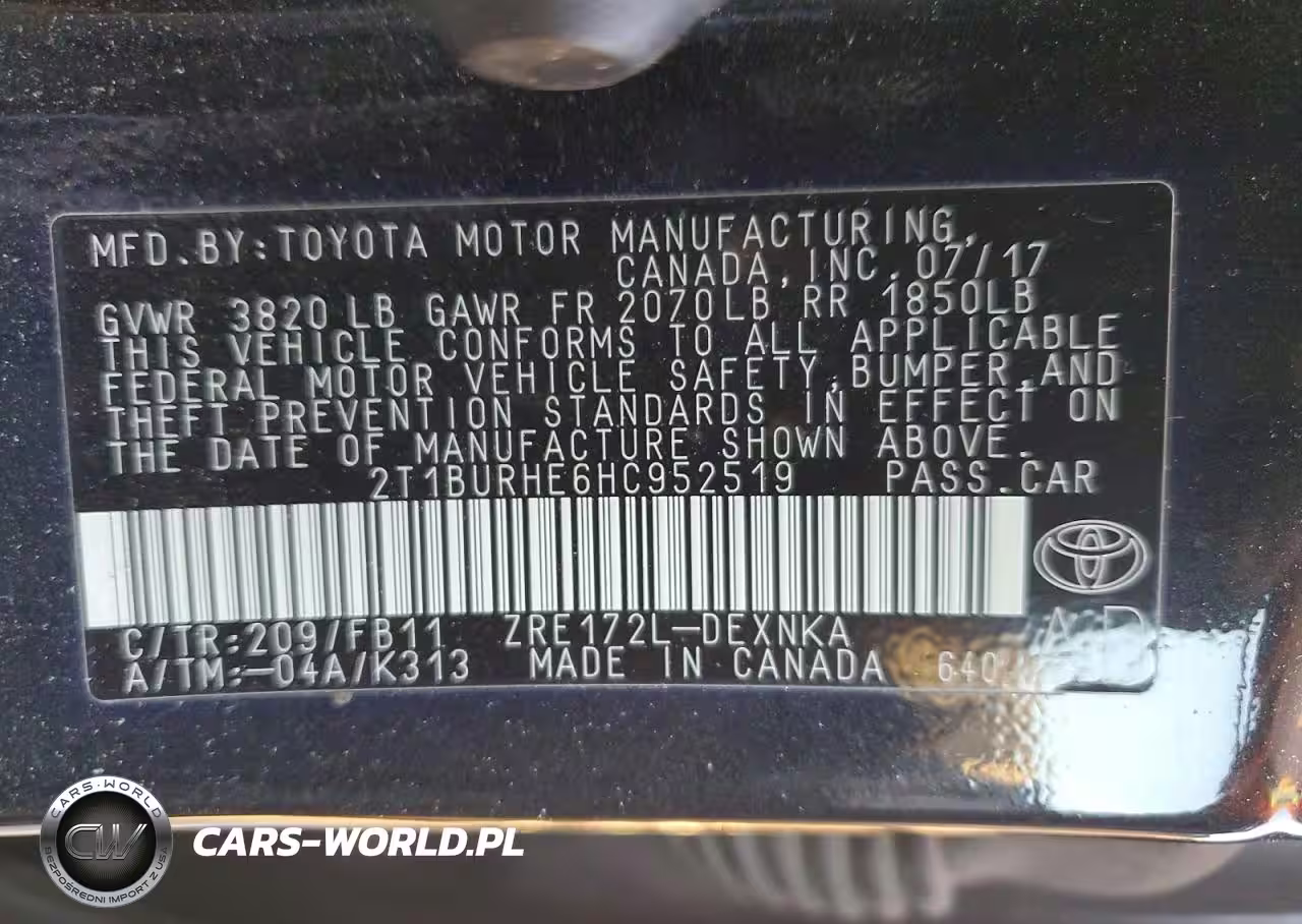 2017 Toyota Corolla L VIN:2T1BURHE6HC952519 - 12