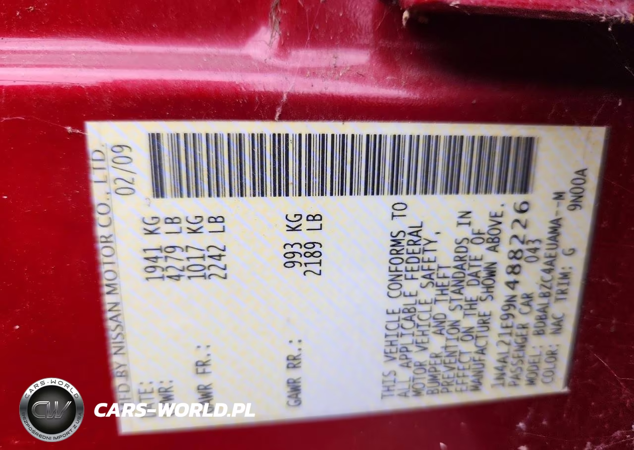 2009 Nissan Altima 2.5 VIN:1N4AL21E99N488226 - 12