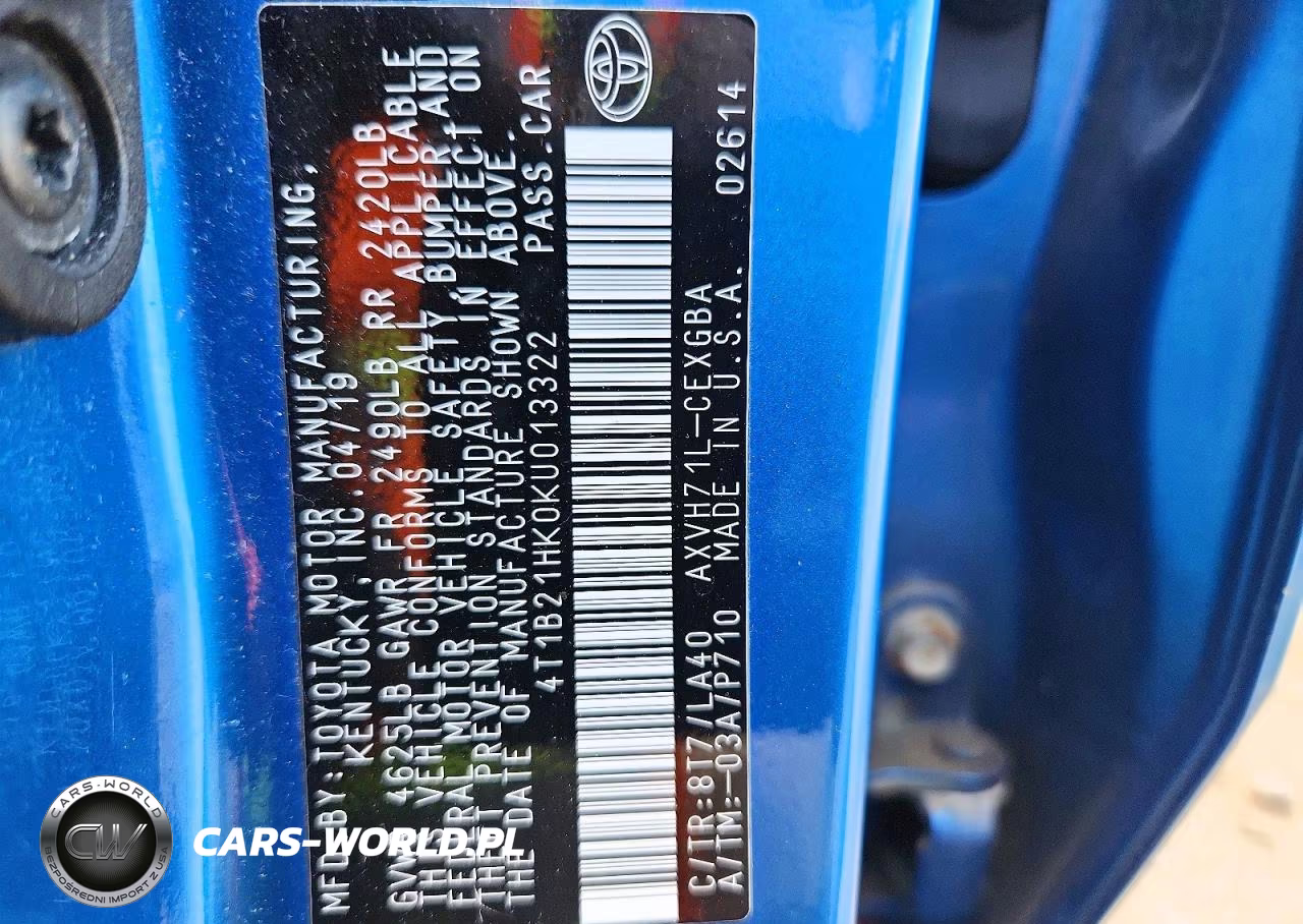 2019 Toyota Camry Hybrid Xle VIN:4T1B21HK0KU013322 - 12
