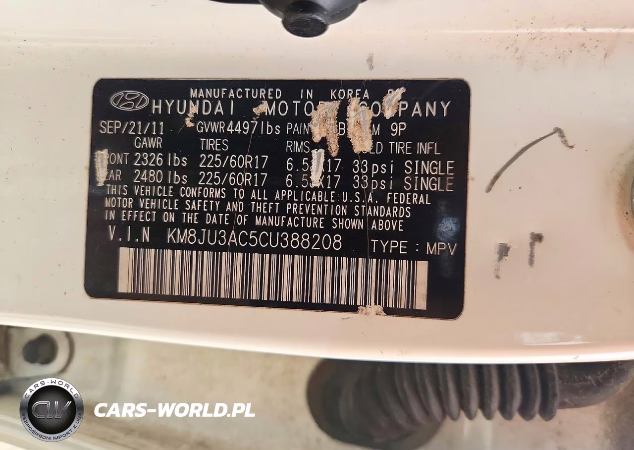 2012 Hyundai Tucson Gls VIN:KM8JU3AC5CU388208 - 13