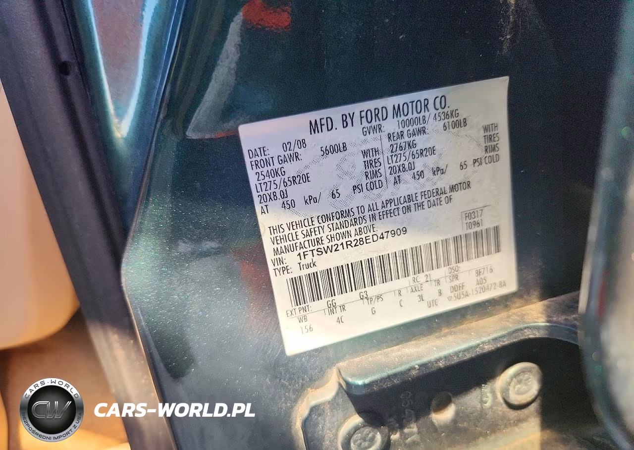2008 Ford F250 Super Duty VIN:1FTSW21R28ED47909 - 12