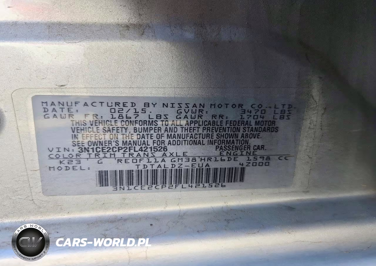 2015 Nissan Versa Note Sv VIN:3N1CE2CP2FL421526 - 12
