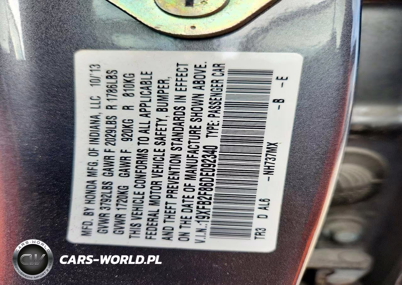 2013 Honda Civic Ex VIN:19XFB2F86DE092340 - 12
