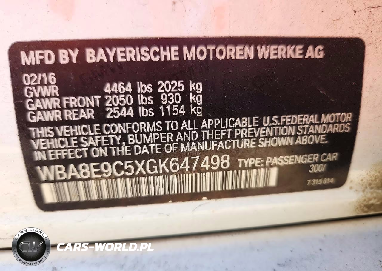 2016 BMW 328 I Sulev VIN:WBA8E9C5XGK647498 - 12