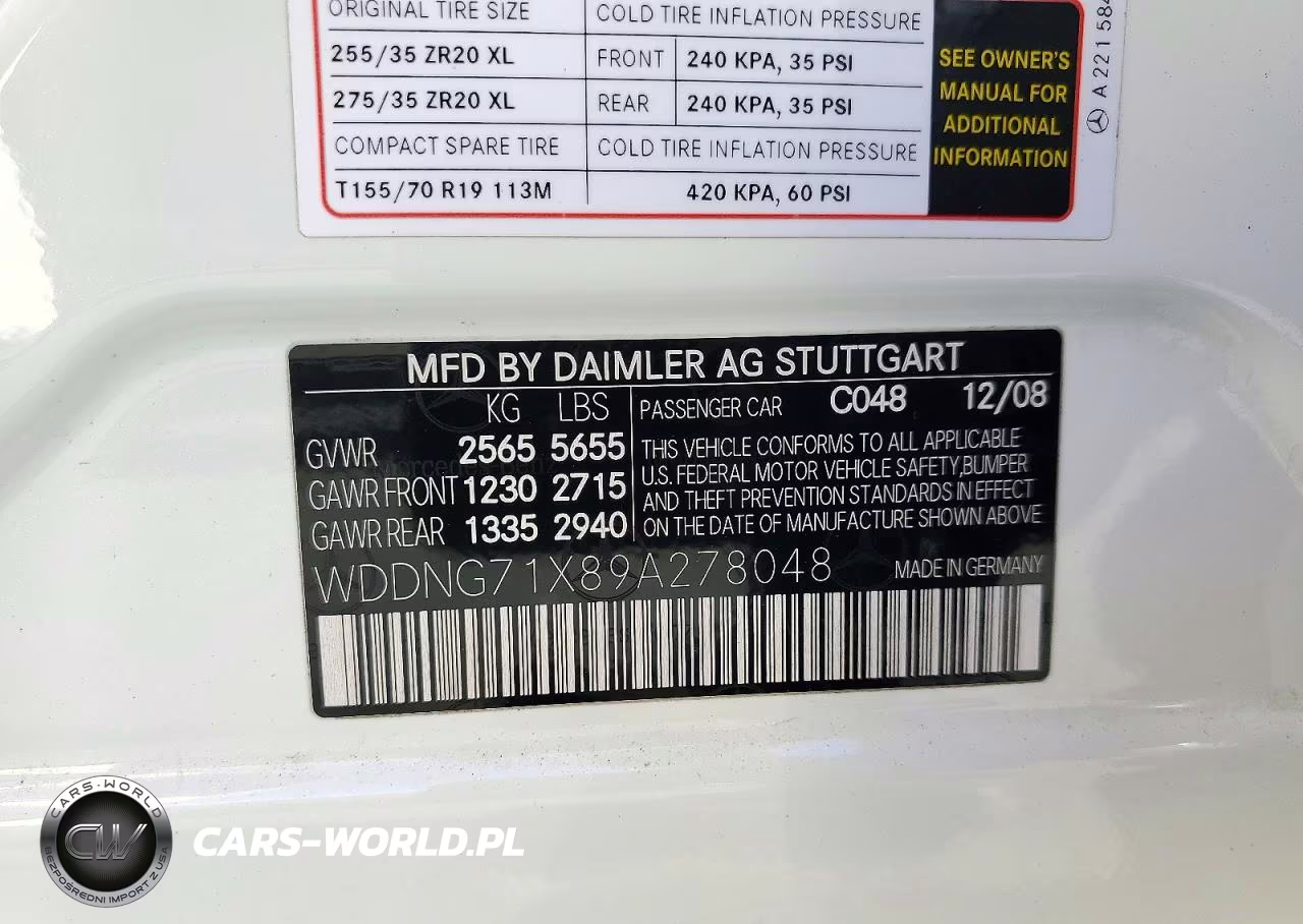 2009 Mercedes-Benz S 550 VIN:WDDNG71X89A278048 - 12