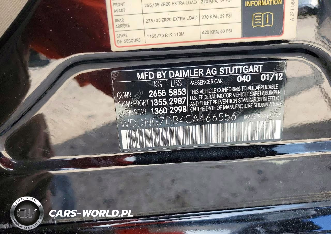 2012 Mercedes-Benz S 550 VIN:WDDNG7DB4CA466556 - 12