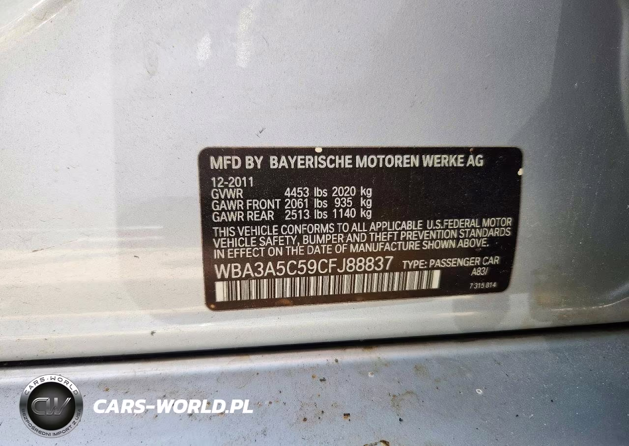 2012 BMW 328I VIN:WBA3A5C59CFJ88837 - 12