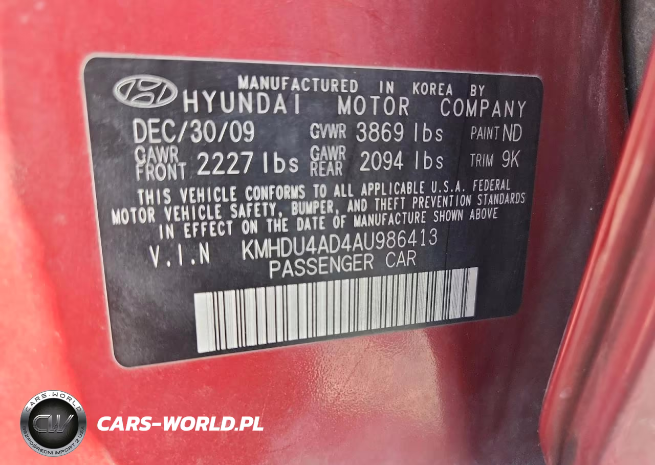 2010 Hyundai Elantra Gls VIN:KMHDU4AD4AU986413 - 12