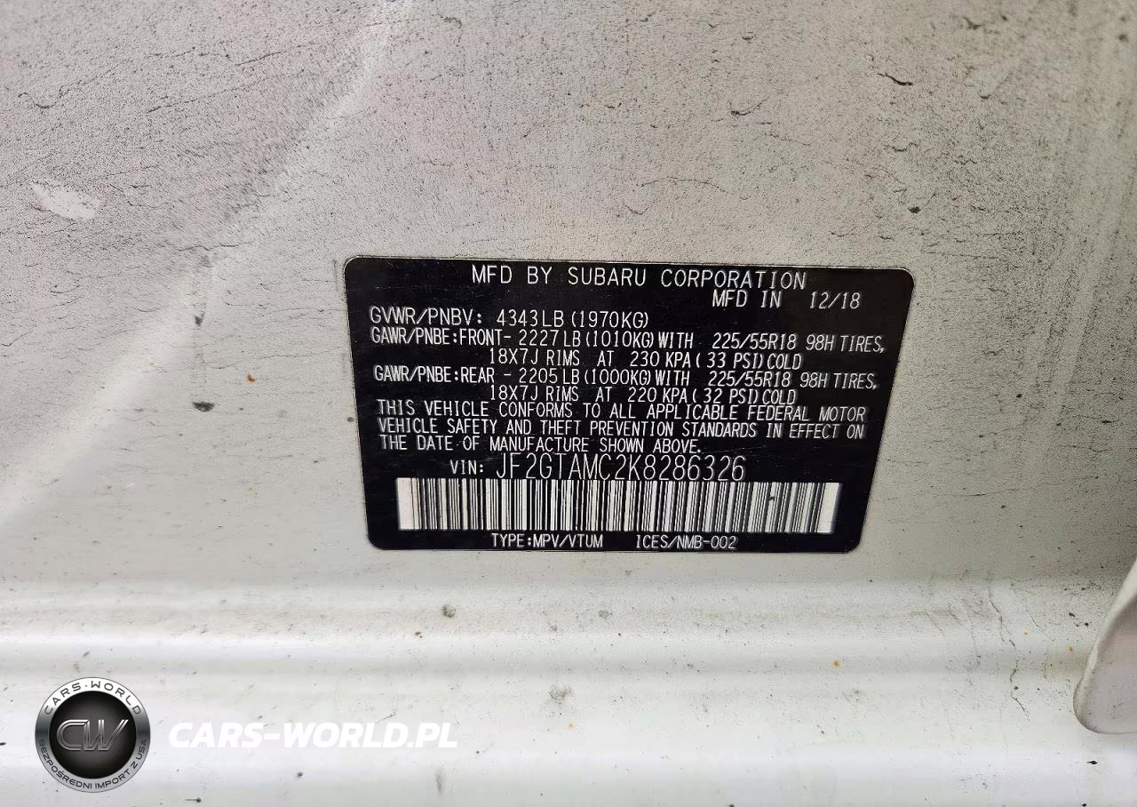 2019 Subaru Crosstrek Limited VIN:JF2GTAMC2K8286326 - 13